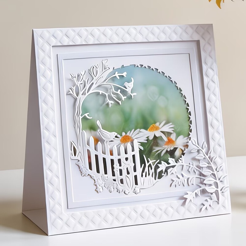 Metal Embossing Die Mold, Garden Fence Hollow Embossing Template, DIY Handmade Photo Frame Decoration Mold
