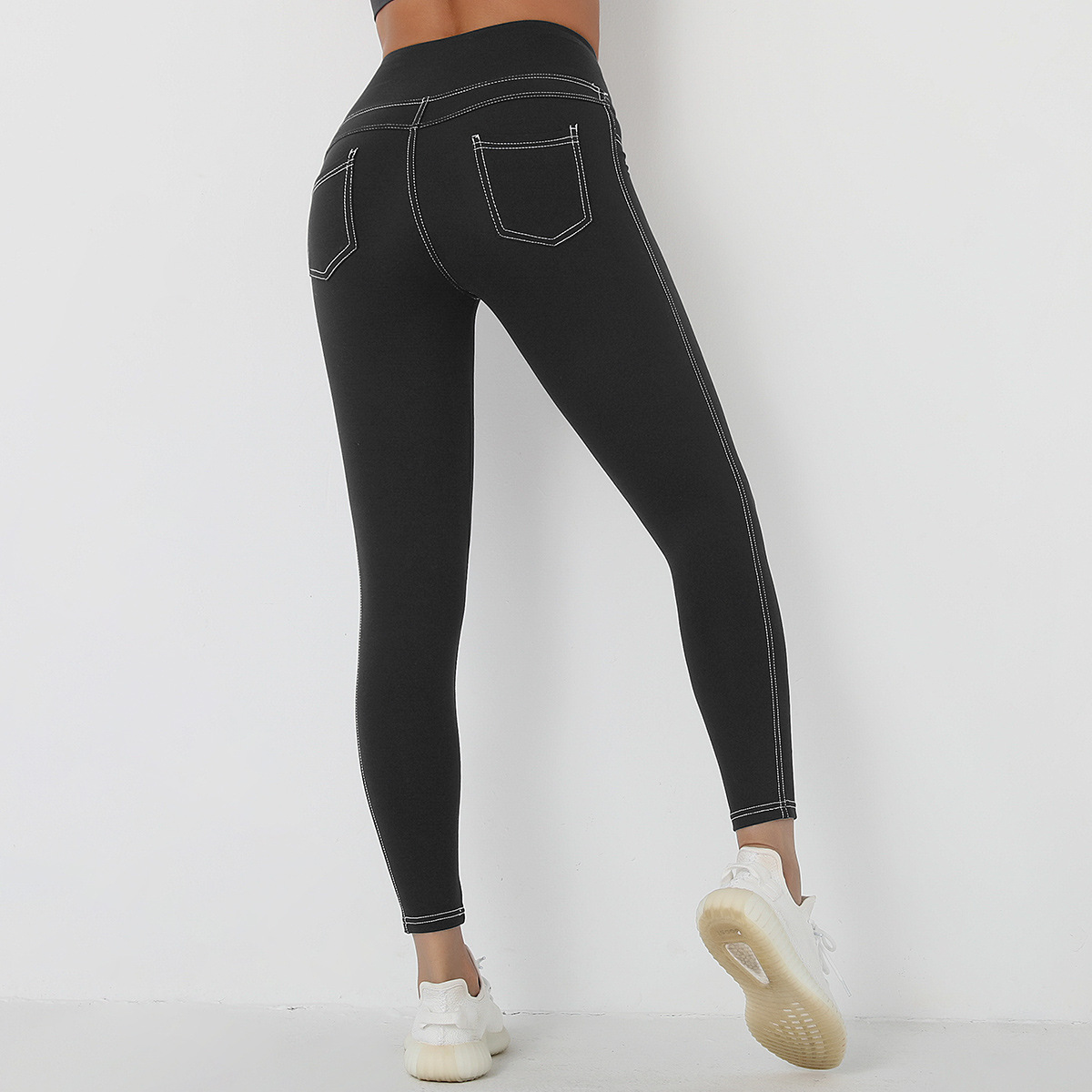 denim high waist hip-lifting yoga pants   NSLX36649