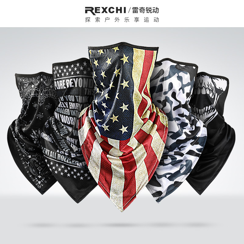 Ricky Magic Hood Sunscreen Ice Silk Riding Mask UV-resistant Cold-drying Quick-drying Headgear Printed Triangle Towel