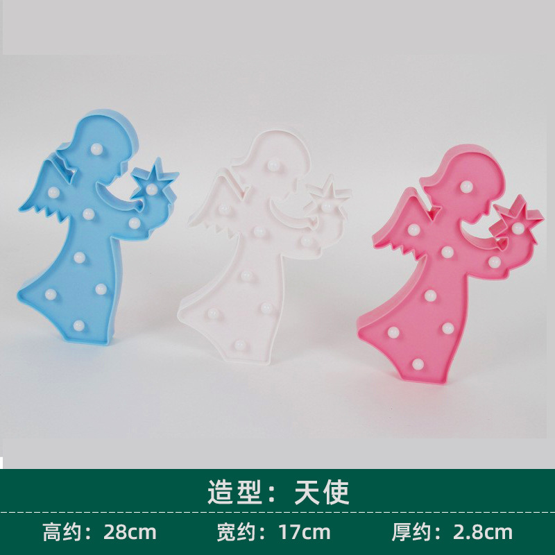 Luz de modelado led flamenco cactus arco iris luz decorativa dibujos animados linda estrella de cinco puntas amor luz de noche de Navidad