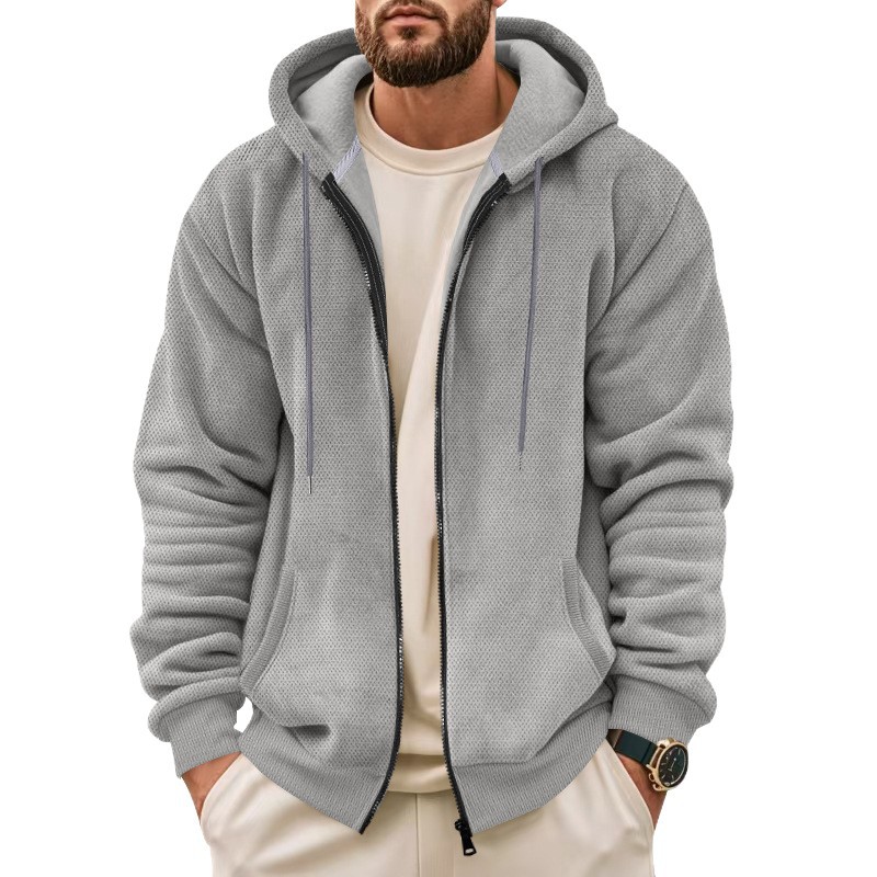 Transfronterizo TK hombre super suave compuesto de vello de moda casual cremallera cardigan Europa y América Amazon chaqueta con capuz suéter hombre