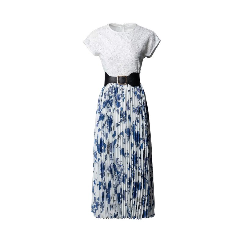 Spring and Summer New D-Brand Dress, Chinese Style Mid-Length Unique Women's Clothing, Elastic Waistband Pleated Skirt, Mid-Length Skirt for Commuting
