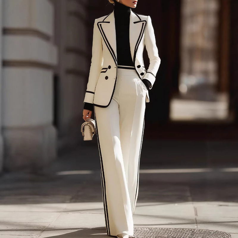 2026 New Women's Clothing Amazon Cross-Border Long-Sleeve Lapel Suit Double-Breasted + Casual Suit Pants Set 2026 New Women's Clothing Amazon Cross-Border Long-Sleeve Lapel Suit Double-Breasted + Casual Suit Pants Set