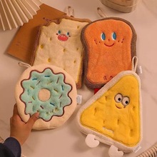 可爱吐司擦手巾挂式吸水加厚厨房卫生间擦手帕毛巾卡通烘焙小方巾