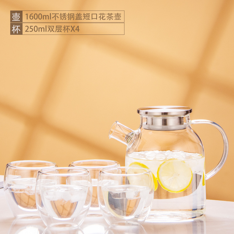 Tetera de vidrio resistente al calor tetera de bambú de gran diámetro olla engrosada tetera de flores y hierba tetera de gran capacidad hervidor de agua fría tetera hirviendo