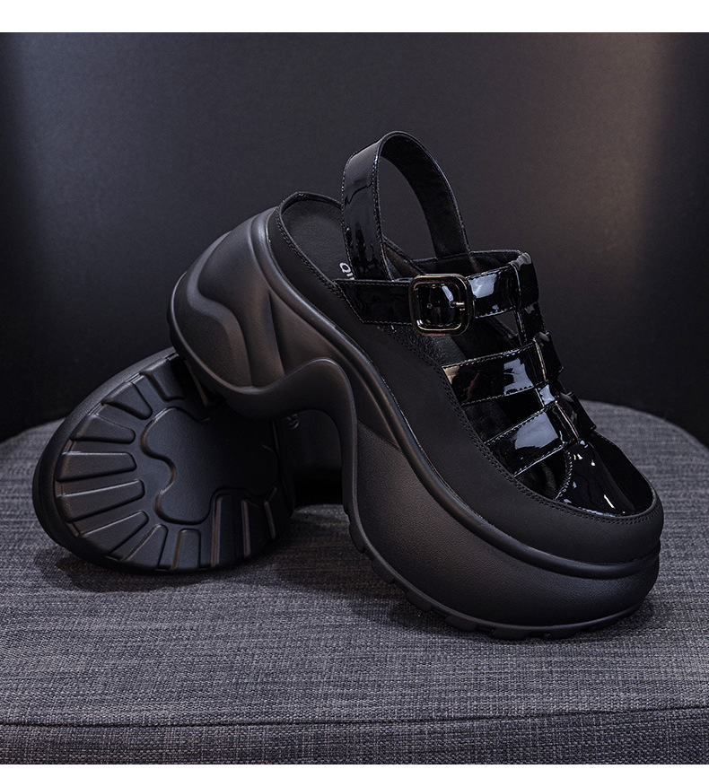 Sandal nữ đế dày phong cách La Mã gót thô cao 6 cm, hở mũi thoáng khí — M2905 màu be, M2905 màu đen, M2905 màu bạc chi tiết 16
