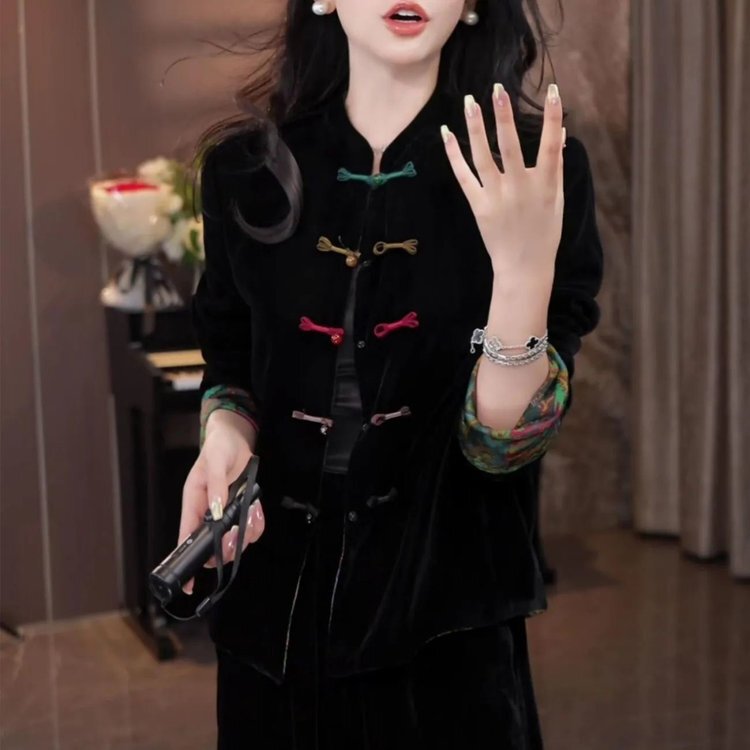一件代发直播爆款2025秋季新款时尚新中式国风双面穿长袖短外套女|undefined