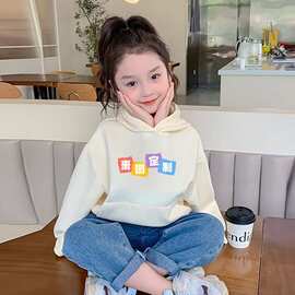 儿童纯色连帽卫衣纯棉新款男女童糖果色透气秋装卫衣批发童装上衣