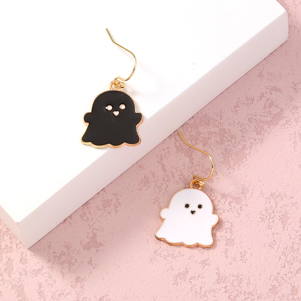 Halloween White Black Ghost Earrings Wholesale Nihaojewelry display picture 6