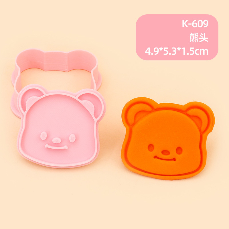 Molde de galletas de oso de mantequilla Postre de oso de oso de marca de galletas fondant prensa manual 3D herramienta de horneado de prensa tridimensional