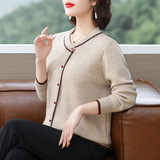 秋冬新款时尚圆领妈妈一体绒毛衣洋气假开衫针织减龄遮肉打底衫女，女装针织衫/毛衣，妃慕昵服饰