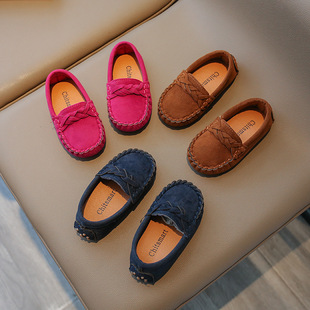 Children's Flats 2025 K-Style New Girls Fashion Leather Shoes Medium and Large Kidsren's Casual Soft-Soled Beanie Shoes Baby Shoes