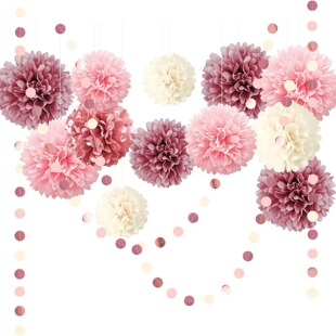 Wholesale 15 Pack Paper Flower Ball Round Pieces Flower Set European and American Birthday Party Wedding Decorative Flower Ball Flower String