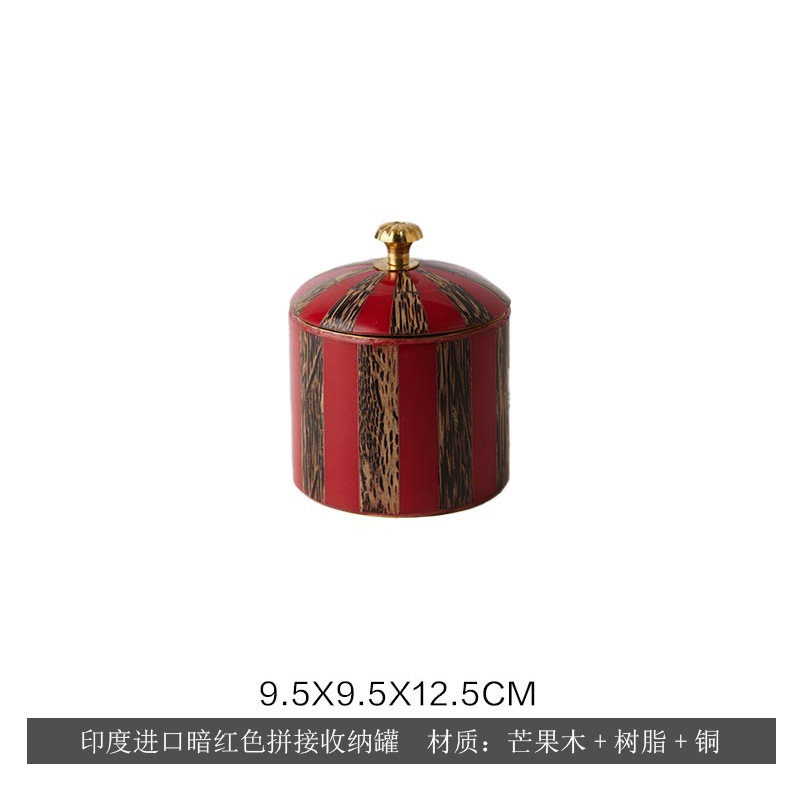인도 수입 다크 레드 패치워크 저장 용기