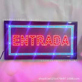 源头工厂跨境热销出口西班牙语新款设计19x10英寸LED发光字灯牌