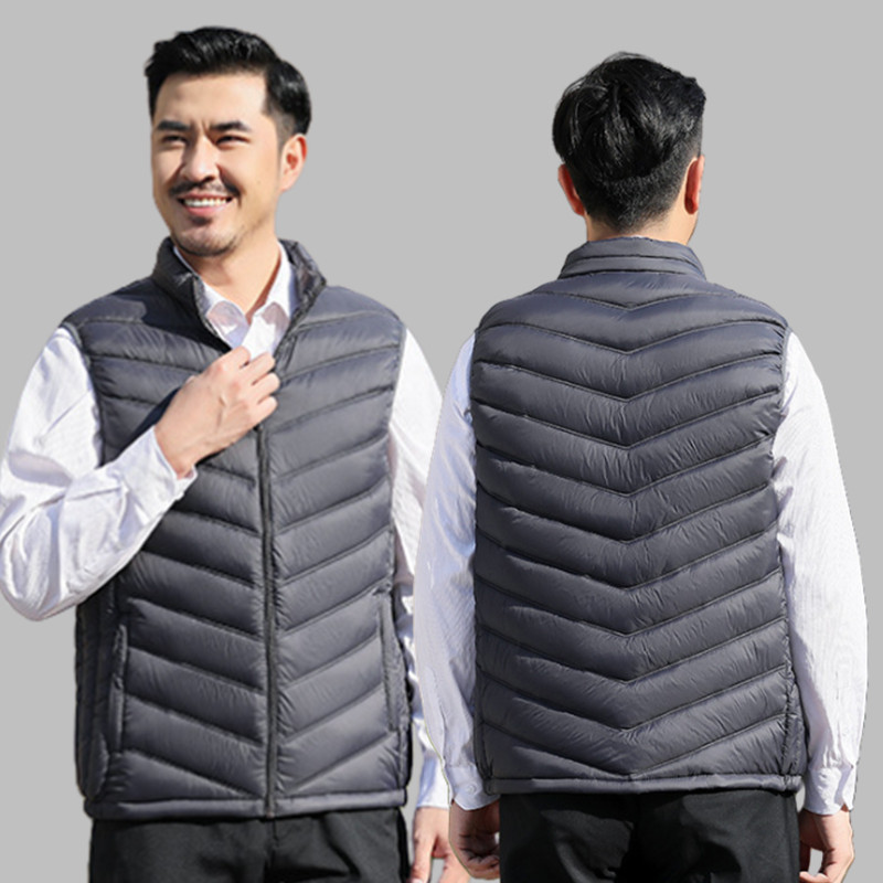 Winter Cotton Vest in Stock Without Hooded Warm Casual Vest Black Loose Stand Collar Pure Color Zipper Vest