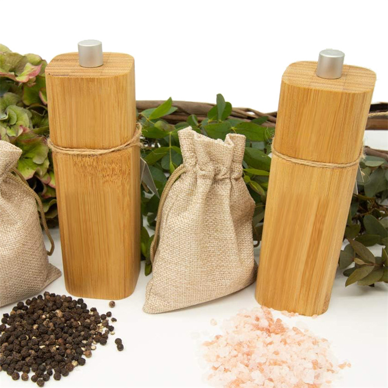 Plaza de molino de pimienta de bambú molinillo de pimienta manual de sal de mar molinillo de pimienta barbacoa herramienta de barbacoa