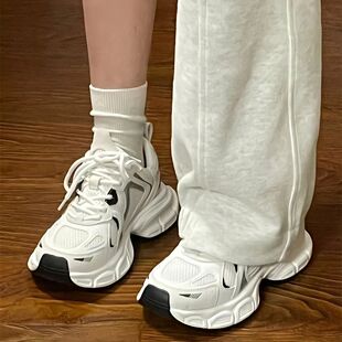 Dad Shoes Women's Shoes 2025 New Summer Versatile White Shoes Lightweight Mesh Breathable Casual Sports Mesh Shoes Single Shoes