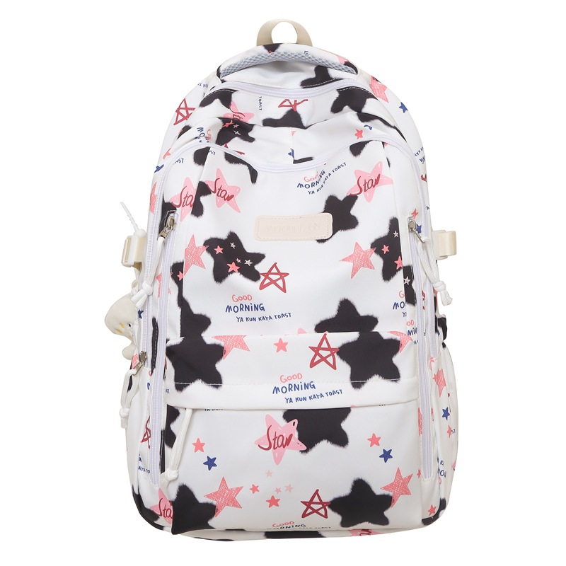 Mochila fresca de moda, mochila escolar para estudiantes de secundaria y preparatoria, personalidad de gran capacidad, impresión de corazón de niña, mochila de ocio al aire libre de viaje