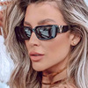 Retro rectangular sunglasses, brand glasses solar-powered hip-hop style, European style, 2021 collection, internet celebrity