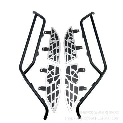Motorcycle bumper modified body bumper anti-fall - black-bar-silver-pedal