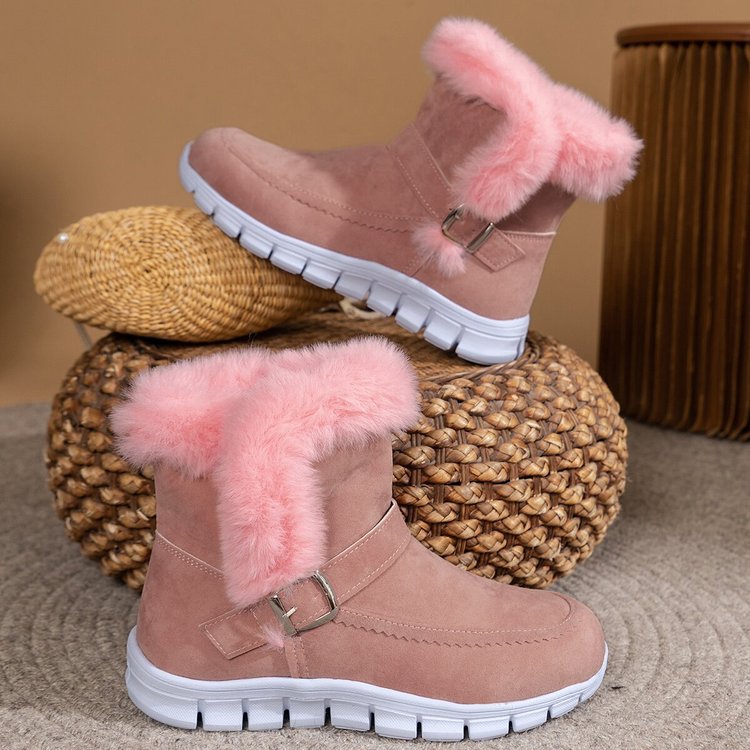 Autumn and Winter New Flat Bottom Warm Outer Wearing Cotton Shoes_voghion.com