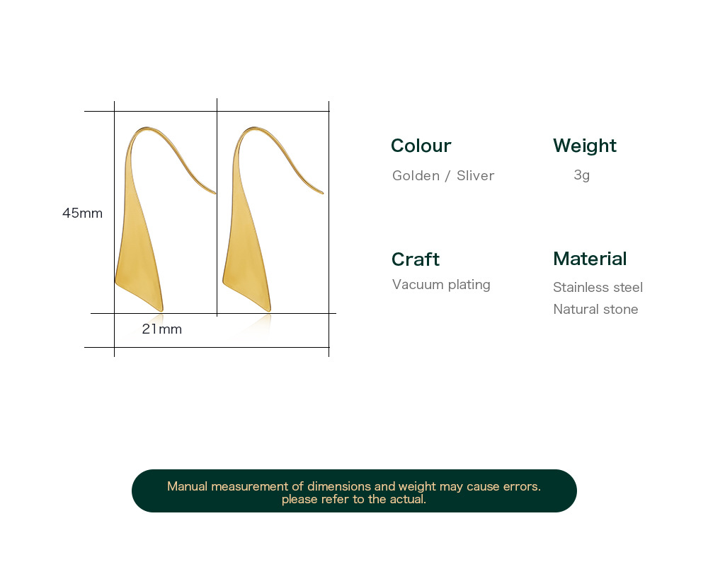 Simple Style Geometric Stainless Steel Plating Drop Earrings 1 Pair