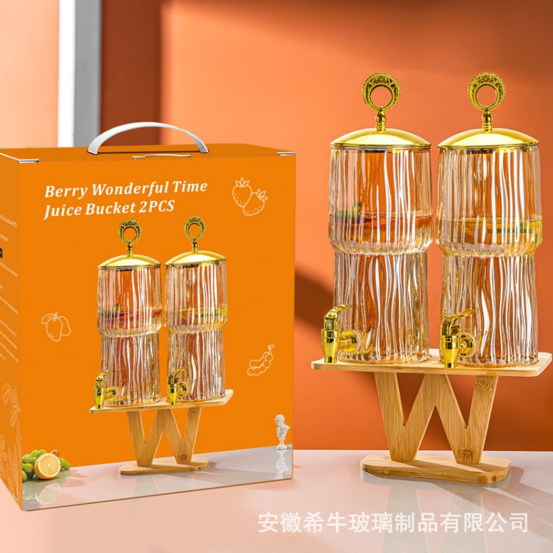 新款高硼硅果汁桶家用大容量柠檬水可乐桶带龙头加厚透明泡茶水壶