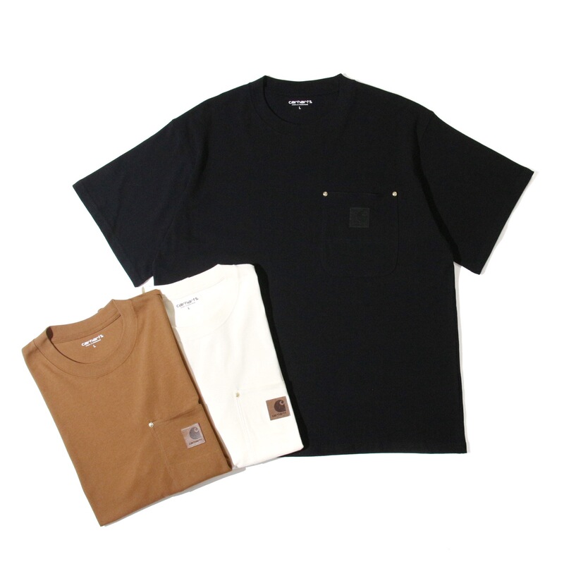 Cross-Border Carhartt American-Style Heavyweight Short-Sleeve T-Shirt, Loose Fit, Round Neck, Pocket, Trendy Brand, Summer, Leather Label Pocket