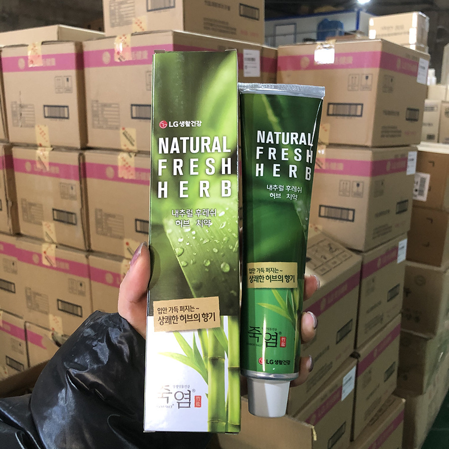 韓國LG竹/鹽清新草本牙膏 多效呵護沁爽薄荷160g 鹽牙膏