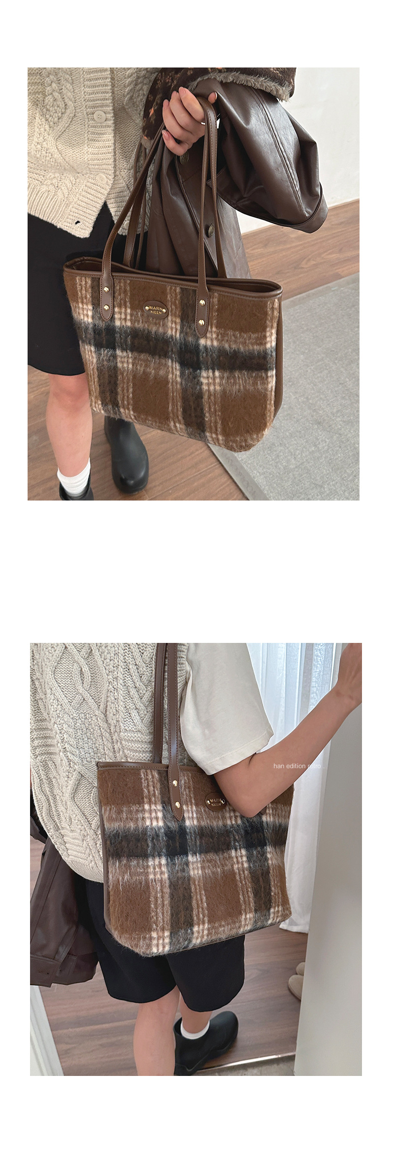 Koreanische High-End-Version mit hoher Kapazität, tragbar für Damen 2023, modische Umhängetasche aus Wollkaro_voghion.com