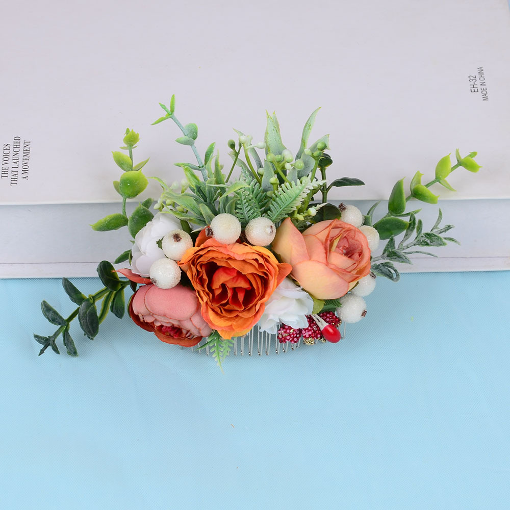 Women's Sweet Pastoral Flower Plastic Cloth Insert Comb Wreath display picture 3