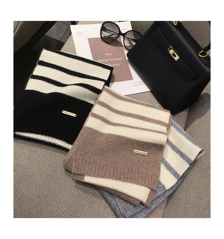 Women's Casual Stripe Fleece Scarf display picture 7