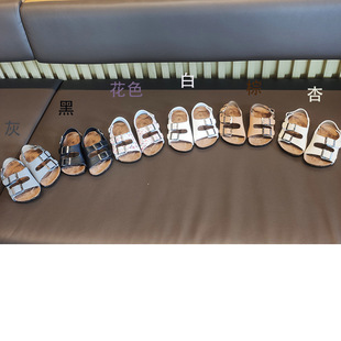 Summer 2023 Children's Korean-style Cork Sandals Double-button Beach Shoes Unisex Wooden Shoes for Boys and Girls