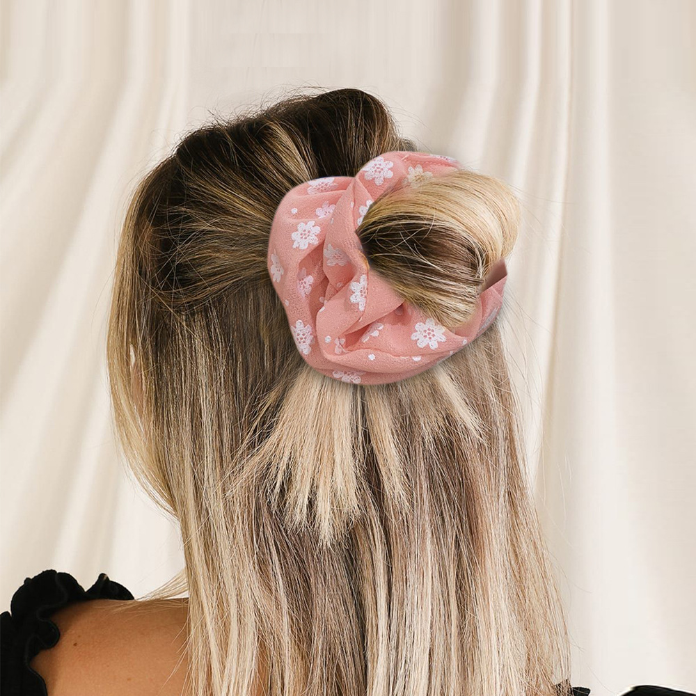 Wholesale Jewelry Candy Color Chiffon Floral Hair Scrunchies Set Nihaojewelry display picture 3