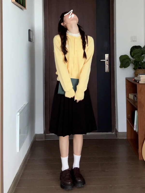 2025新款假两件针织开衫女秋季软糯毛衣设计感小众长袖上衣外套|undefined