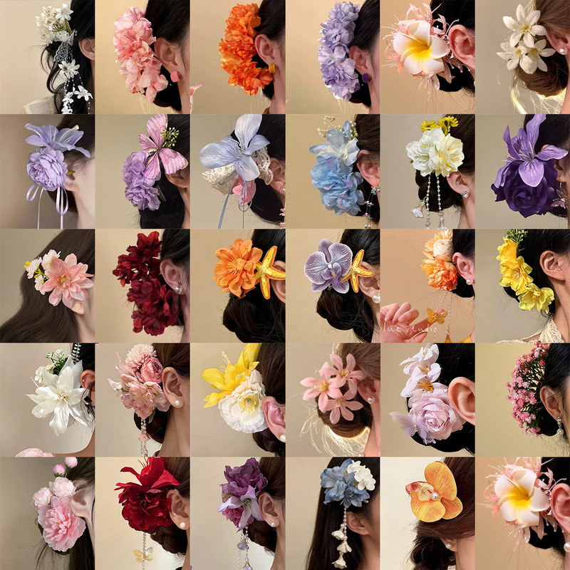 Hair Clips, Seaside Resort Style Accessories, Duckbill Clips, Flower Hairpins for Women, Hair Clips for the Back of the Head, Flower Hair Accessories Wholesale Hair Clips, Seaside Resort Style Accessories, Duckbill Clips, Flower Hairpins for Women, Hair Clips for the Back of the Head, Flower Hair Accessories Wholesale