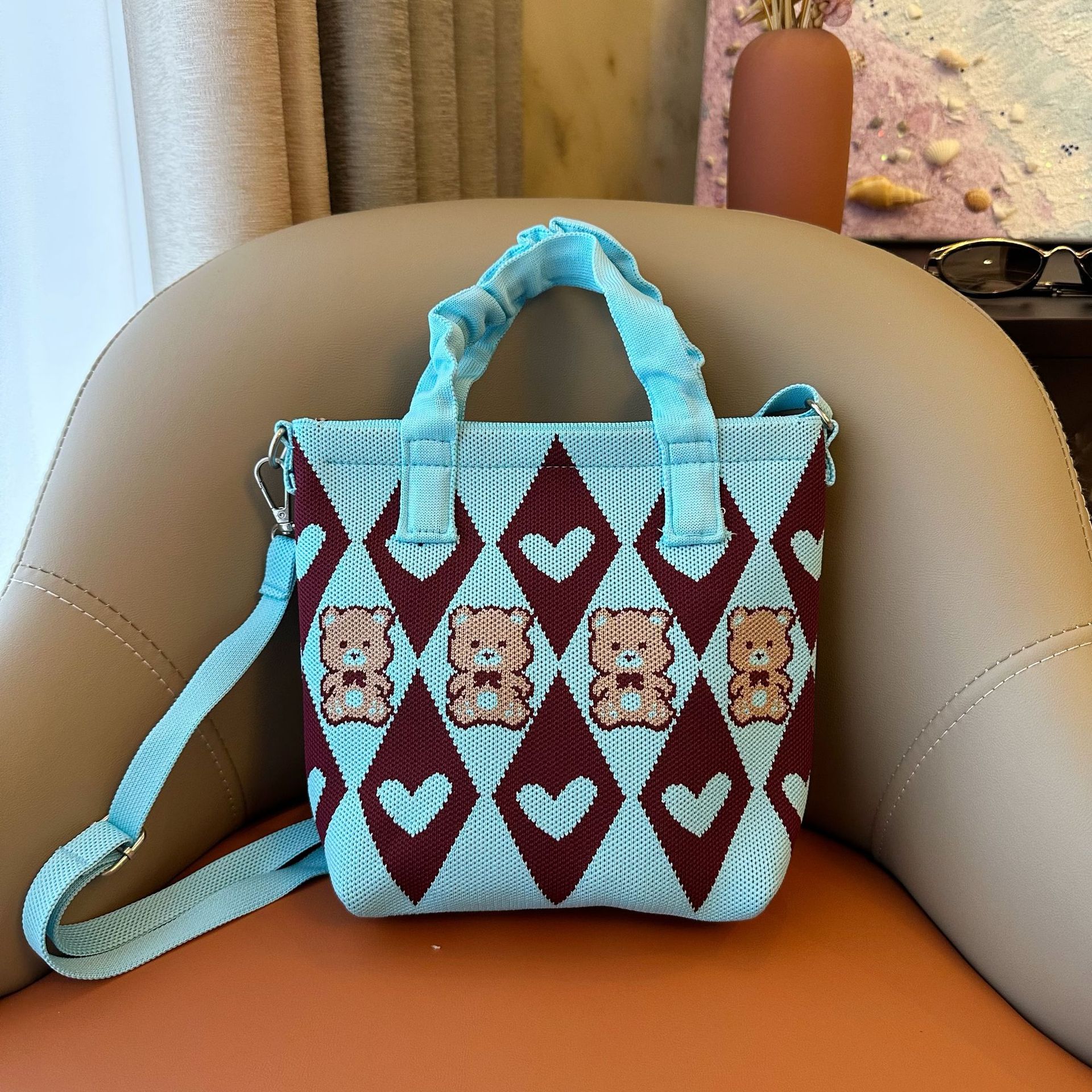 Nueva serie coreana lindos bolsos de mano de bolsos de pequeño diseño universal bolsos de punto de gran capacidad bolsos de hombro image 16