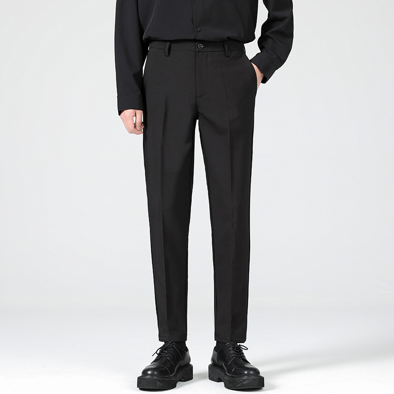 LKTM ropa de hombre # pantalones de traje engrosados forrados con forro polar estilo coreano SLIM-Fit rectos desplegables pantalones casuales de traje pequeño image 9