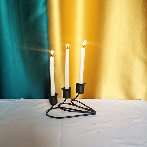 Factory Creative European and American Classic Series Iron Candlestick Rod Candlestick Iron Ornament Romantic Home Dining Table Candlelight