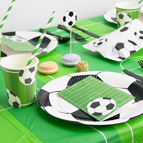 Football themed birthday party supplies for boys adult decoration layout disposable paper plates paper cups tablecloth invitation cards