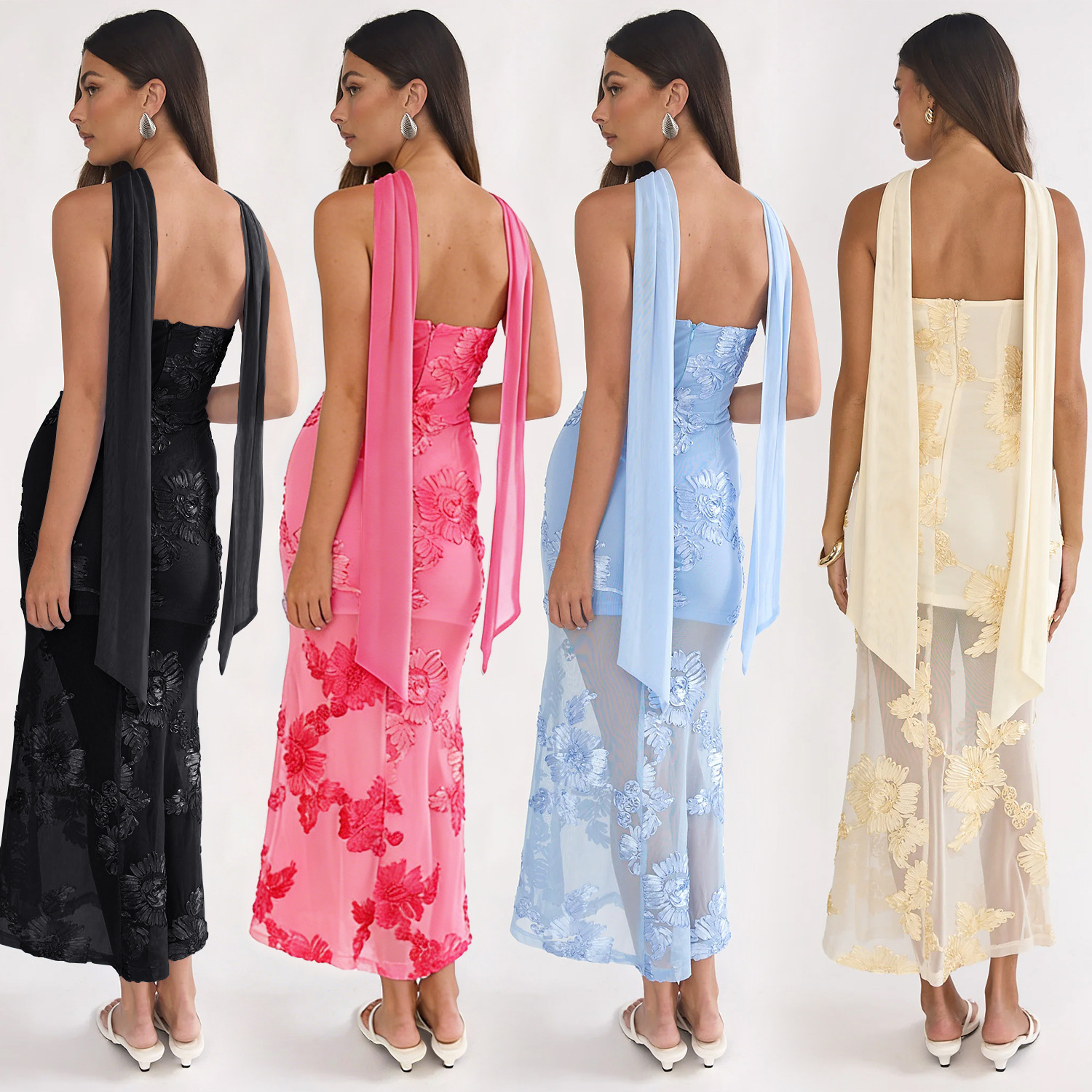 C7671 Aliexpress transfronterizo Amazon Europa y América de moda de verano temperamento sexy delgado vestido de espalda abierta