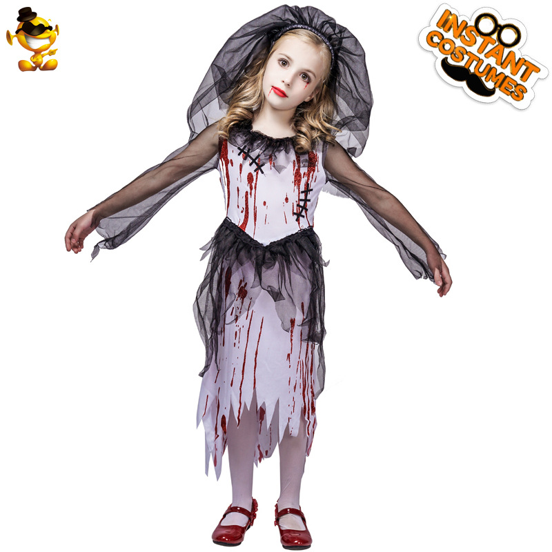 Halloween horror manchado de sangre niña fantasma vestido novia Cosplay etapa juego partido distribución al por mayor