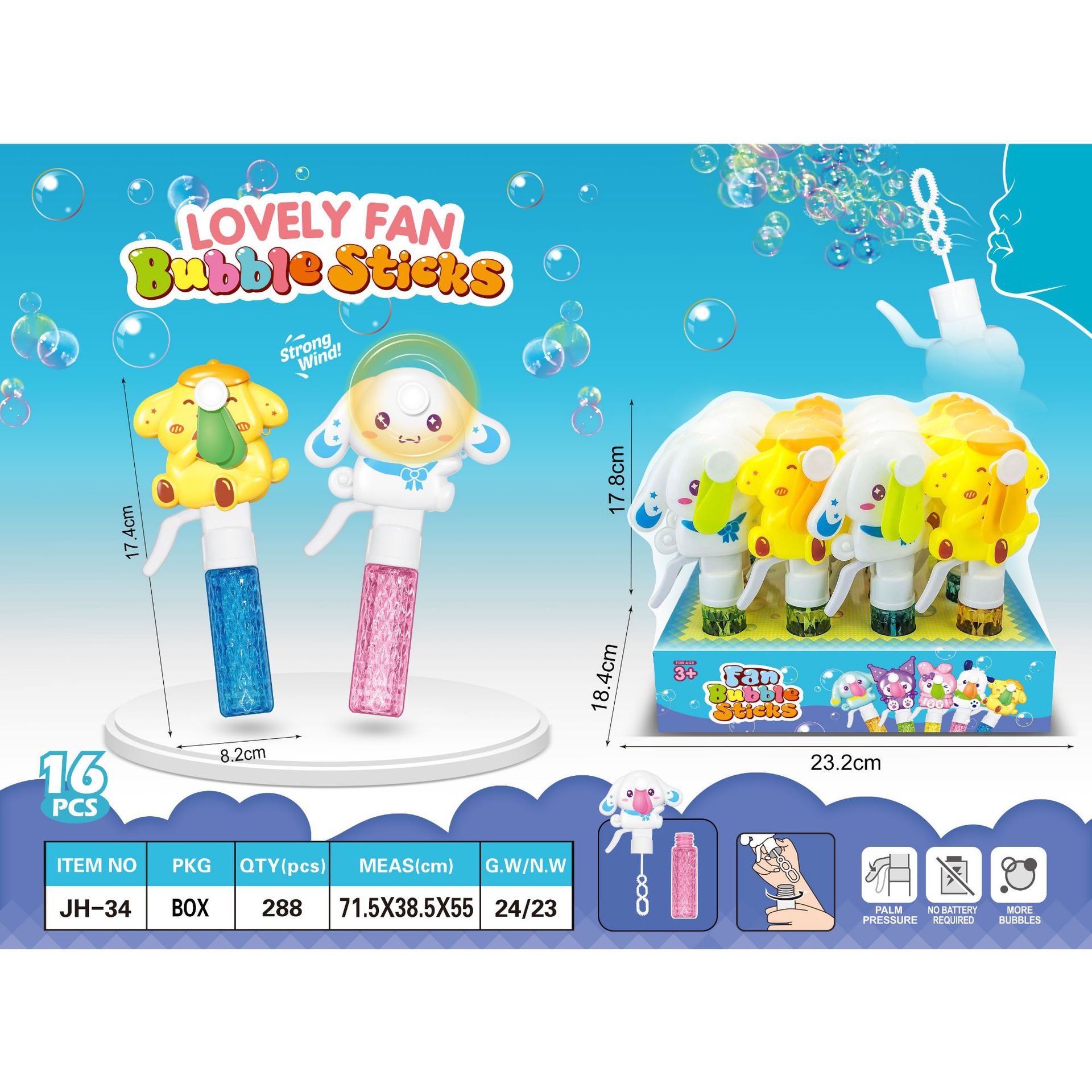 dibujos animados ventilador de presión manual burbuja barra dulce donut burbuja manual pequeño ventilador juguete de verano para niños