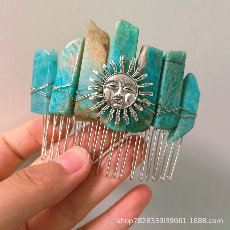 Tianhe 스톤 실버 라인 실버 머리 빗 실버 스마일