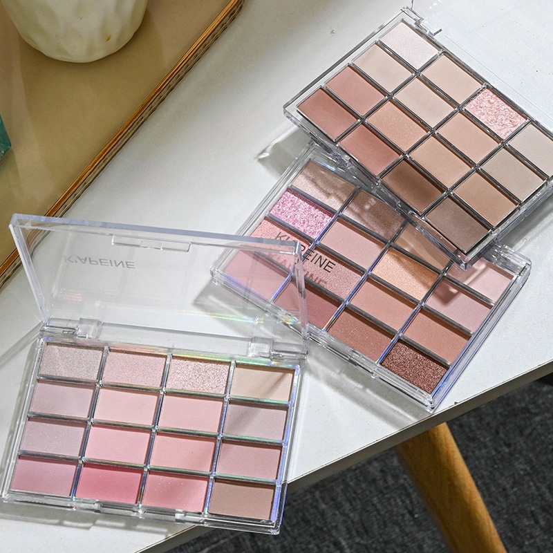 Paleta de sombras de ojos Capel de 16 colores con acabados brillantes y mate, ilumina el área debajo de los ojos, paleta de sombras de ojos en tonos tierra de baja saturación.