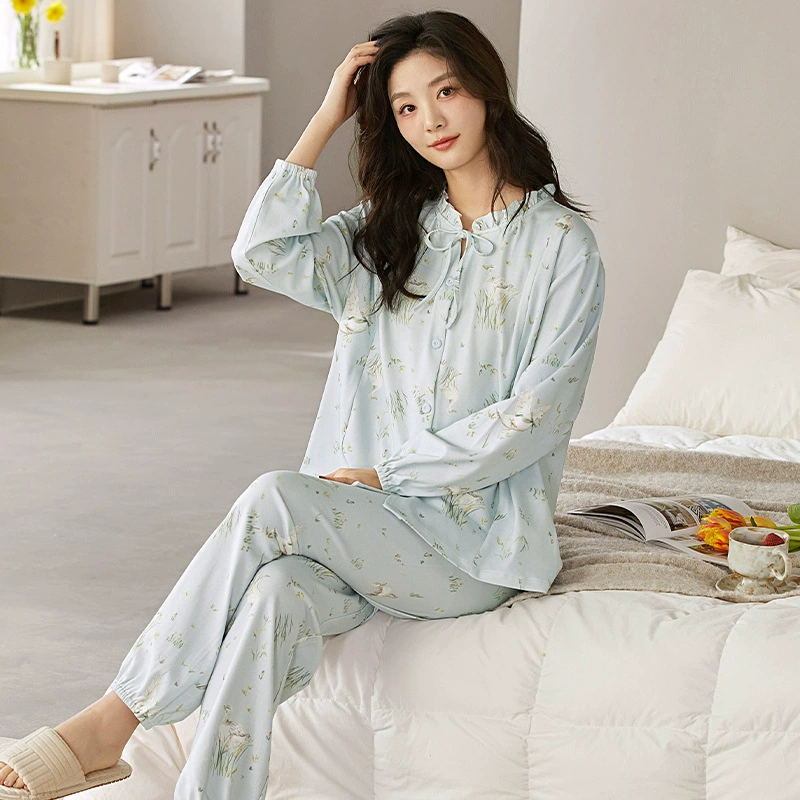 Одежда для родов из чистого хлопка категории A. Тонкий весенне-летний новый стиль для беременных женщин, впитывающий пот, дышащая одежда на молнии для кормления, пижамный комплект.