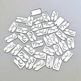 创意英文刻字吊牌标牌DIY饰品配件保色合金电镀白K手链吊坠挂件