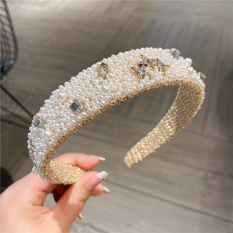 117g Weight Hair Band Hair Accessories Type Women's Sweet Star Water Droplets Solid Color Imitation Pearl Hair Band
