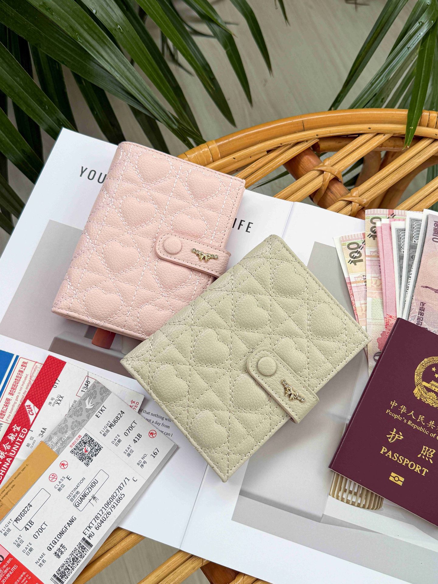 Diamantmuster-Reisepassetui mit Premium-Optik, tragbar, Multifunktional